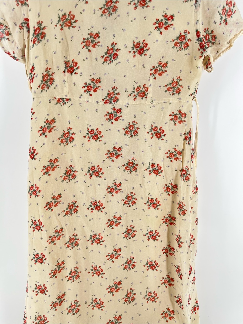Vintage Northern Traditions M Rayon Floral Midi Dress Cottagecore Rose Sash - Picture 14 of 15
